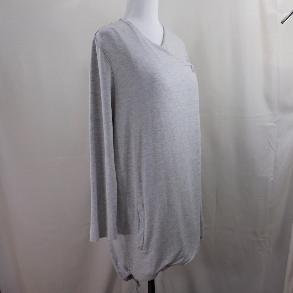cupcakes & cashmere Grey Haze Viscose Wrap w Tux Tails Cape Wrap Jacket Coat M - Picture 2 of 16